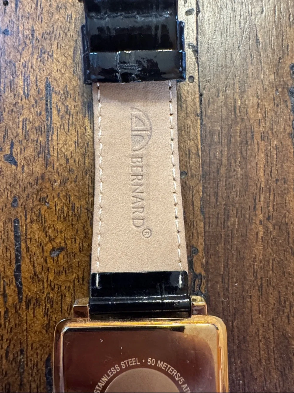 Emporio Armani Square Gold White Dial Watch Bernard Italy Black Leather Strap